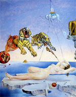  . ,         .-  Salvador DALI. Dream caused by the flight of a bee around a pomegranate one second before awakening (1944)