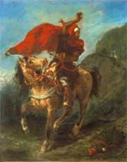  .  ,  . Eugene Delacroix. Arab Horseman Giving a Signal (1851)