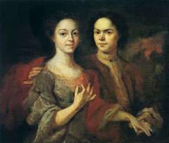  .   . Andrey Matveev. Self-portrait with the wife (1729?)