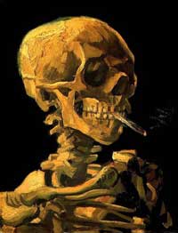   .    . Vincent Van Gogh. Skull with burning cigarette. (1886)