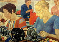  .     " ". Pavel Filonov. The Record-Keeping Workers at the Factory "Krasnaya Zaria" (The Red Sunrise) (1931)