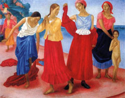  -.   . Kuzma Petrov-Vodkin. Young women on the Volga (1915)