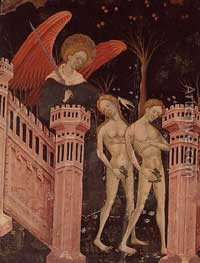   XIV .      . Anonymous Artist (14th century). Adam and Eve banished from Paradise.