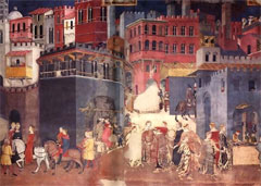  .       (). Ambrogio Lorenzetti. Effects of good government on the city life (detail)  (1338-1340).
